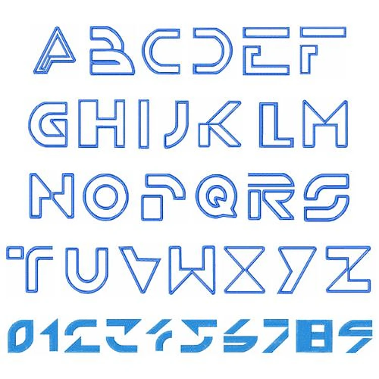 Tron Font Embroidery Font - Decorative Outline Letters - PES, DST & 11 formats