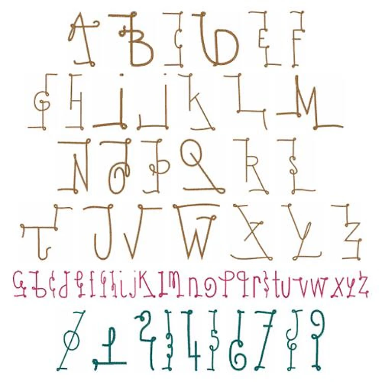 Thread Font Embroidery Font - Whimsical Decorative Handwriting Style - PES, DST & 11 formats