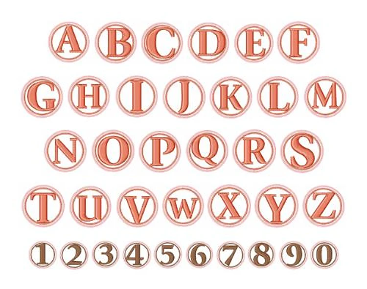 Circle Font Embroidery Font - Decorative Circular Characters - Home Format - PES, DST & 11 formats