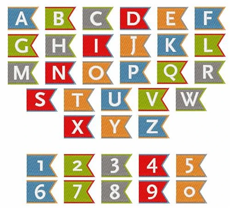 Pennant Font Embroidery Font - Decorative Alphabet Lettering - Home Format - PES, DST & 11 formats