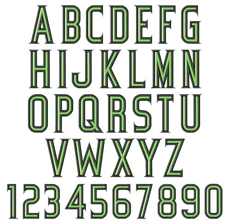 Green Block Font Embroidery Font - Bold Block Lettering - PES, DST & 11 formats