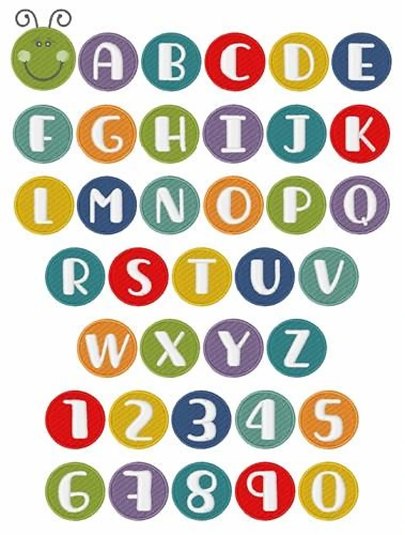 Caterpillar Bug Insect Font Embroidery Font - Playful Colorful Alphabet - Home Format - PES, DST & 11 formats
