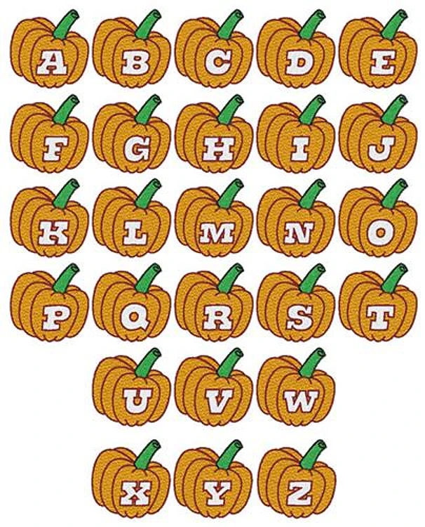 Pumpkin Monogram Embrilliance Embroidery Font - Playful Applique Lettering - BX font