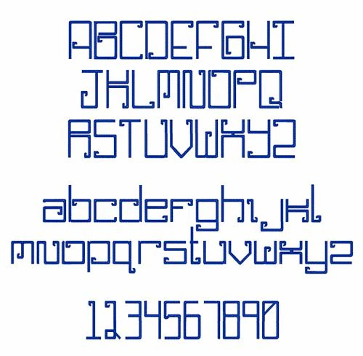 Square Embrilliance Embroidery Font - Decorative Block Style - BX font