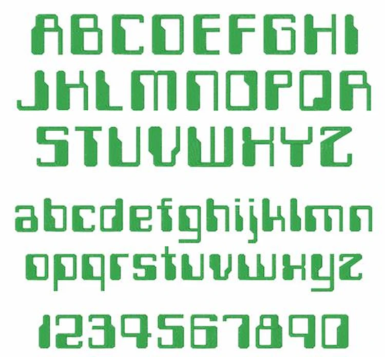 Green Screen Embrilliance Embroidery Font - Block Style Fill Lettering - BX font