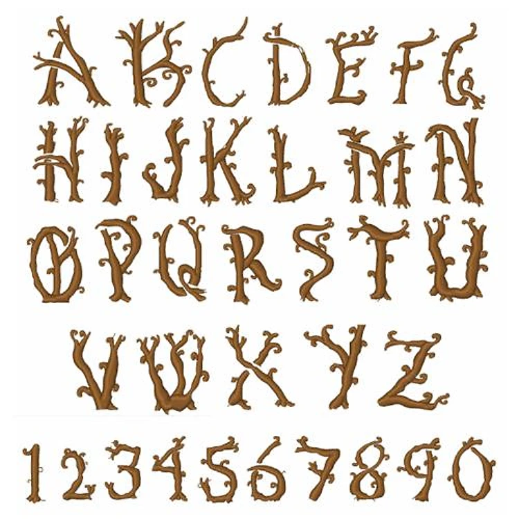 Haunted Forest Embrilliance Embroidery Font - Decorative Fantasy Letters - BX font