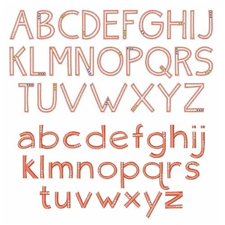 Dot Dot Dot Embrilliance Embroidery Font - Playful Outline Style - BX font