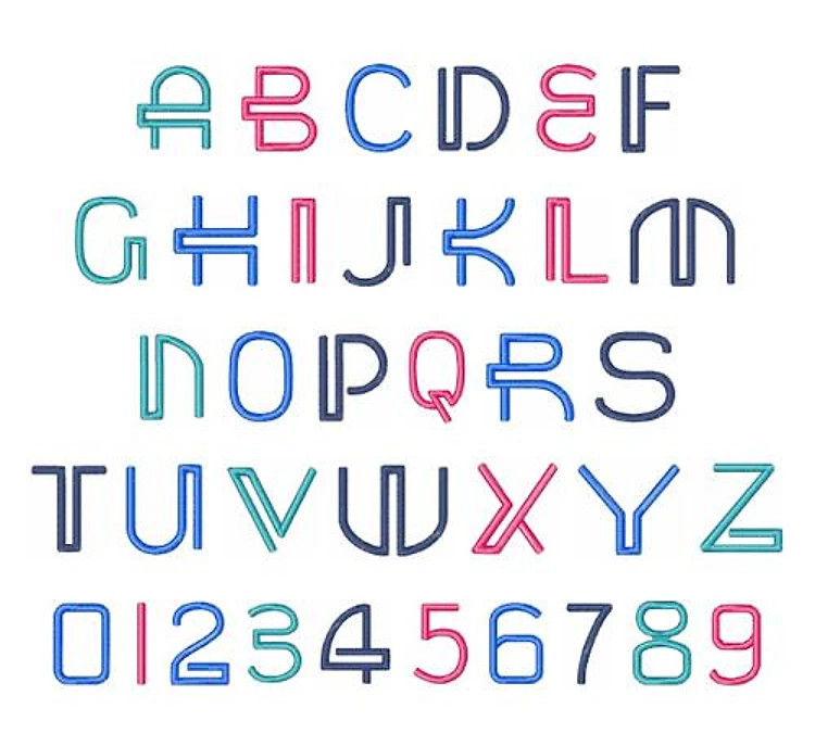Neon 70s Embrilliance Embroidery Font - Retro Colorful Style - BX font