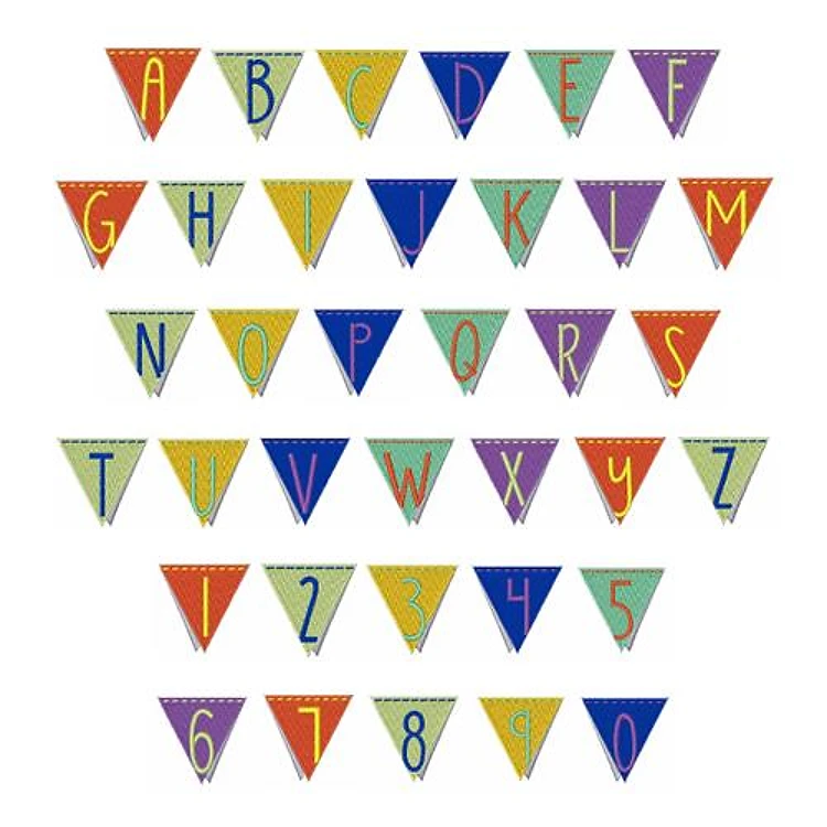 Party Flag Embrilliance Embroidery Font - Decorative Party Letters - BX font