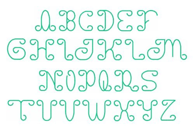 Rollin Stitch Embrilliance Embroidery Font - Decorative Whimsical Lettering - BX font