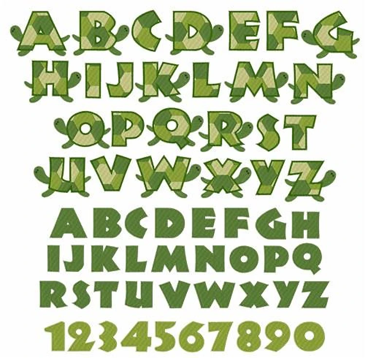 Turtle Embrilliance Embroidery Font - Playful Decorative Applique - BX font