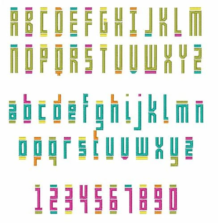 Stacked Embrilliance Embroidery Font - Colorful Decorative Alphabet - BX font