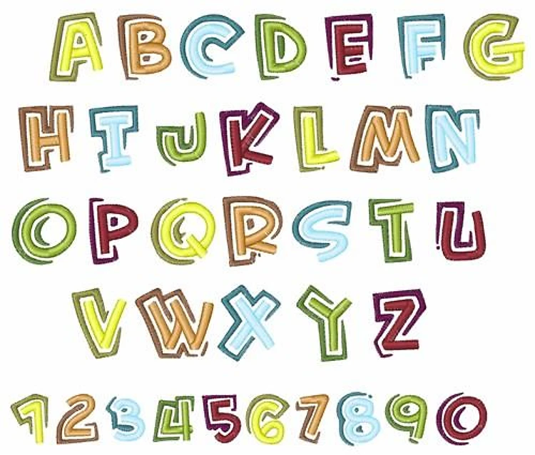 Shadow Embrilliance Embroidery Font - Decorative Playful Letters - BX font