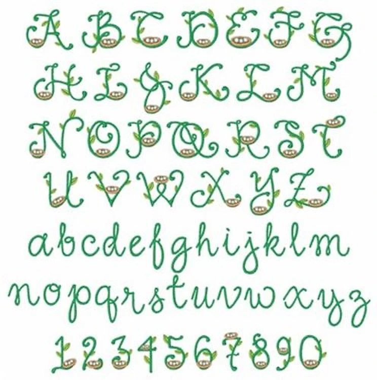 Bird Nest Embrilliance Embroidery Font - Playful Script Letters - BX font