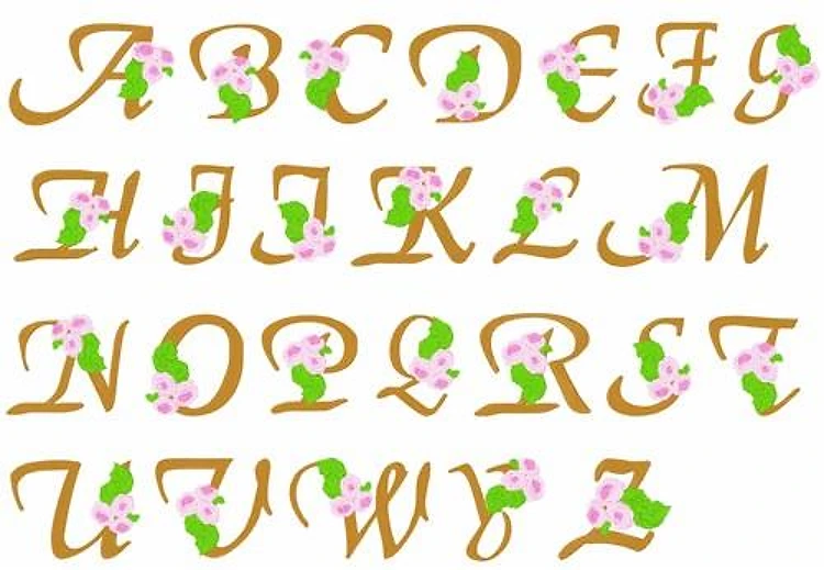Rose Alphabet Embrilliance Embroidery Font - Whimsical Decorative Script Lettering - BX font