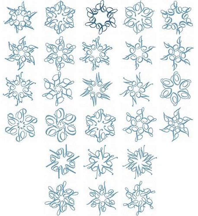 Snowflake Alphabet Embrilliance Embroidery Font - Decorative Outline Winter Letters - BX font