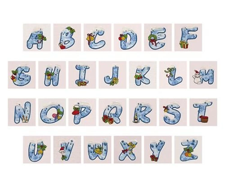 Christmas Applique Alphabet Embrilliance Embroidery Font - Decorative Holiday Alphabet - BX font