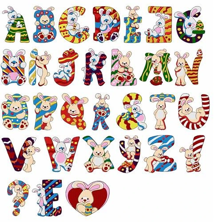 Easter Time Alphabet Embrilliance Embroidery Font - Decorative Letters - Seasonal Holiday Style - BX font