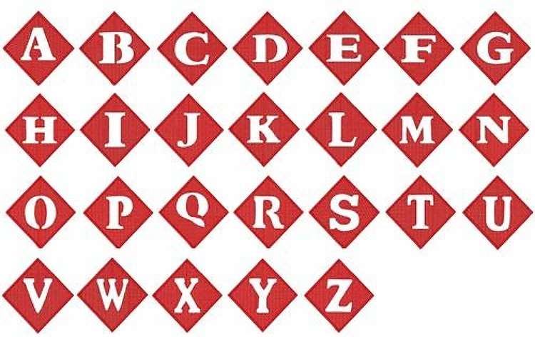 Embossed Alphabet Embrilliance Embroidery Font - Bold Geometric Lettering - BX font
