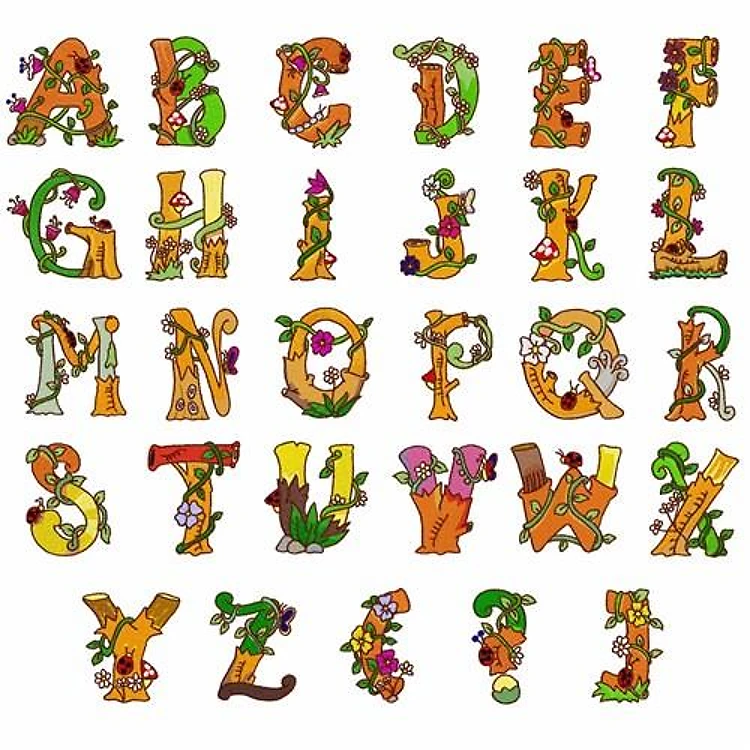 Spring Alphabet Embroidery Font - Playful Decorative Letters - Home Format - PES, DST & 6 formats