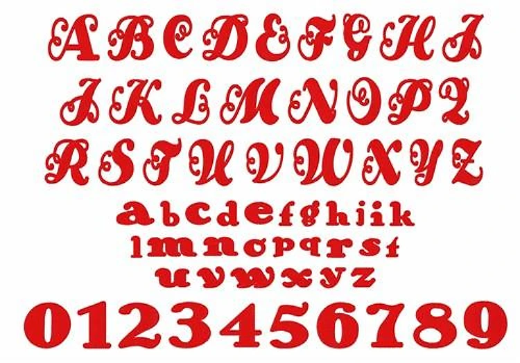 Bunting Alphabet Embroidery Font - Decorative Script with Curly Elements - Home Format - PES, DST & 6 formats