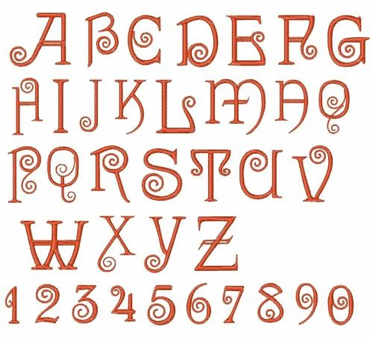 Graceful Alphabet Version 2 Embroidery Font - Whimsical Handwriting - Home Format - PES, DST & 6 formats