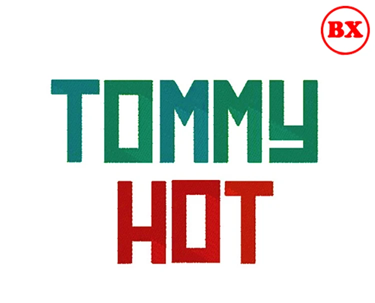 Tommy Hot Embrilliance Embroidery Font - Bold Block Lettering - BX font