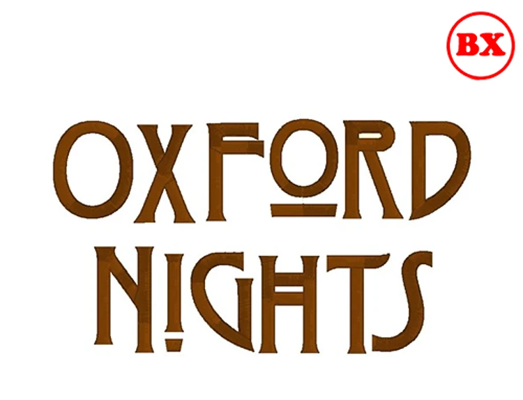 Oxford Nights Embrilliance Embroidery Font - Decorative Geometric Lettering - BX font