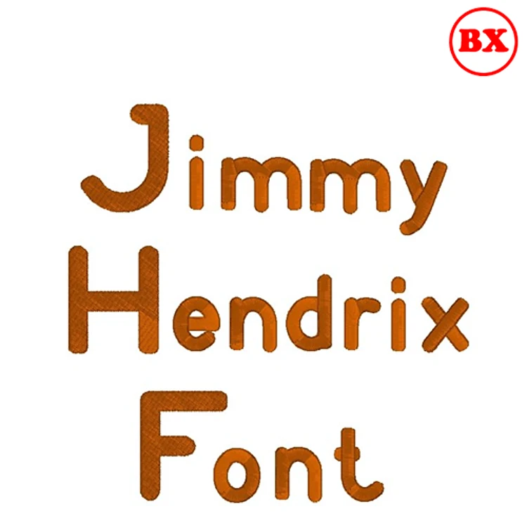 Jimmy Hendrix Embrilliance Embroidery Font - Bold Block Style with Textured Fill - BX font