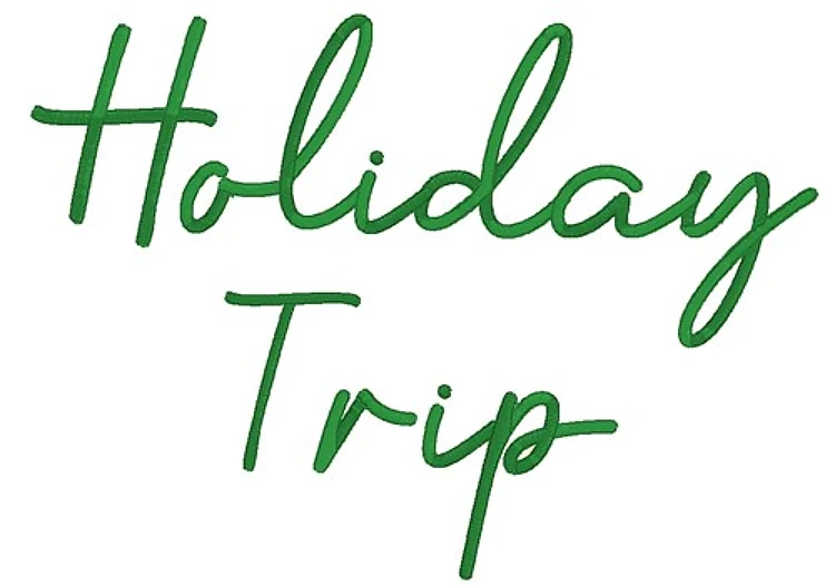 Holiday Trip Font Embroidery Font - Flowing Script Style Lettering - PES, DST & 10 formats