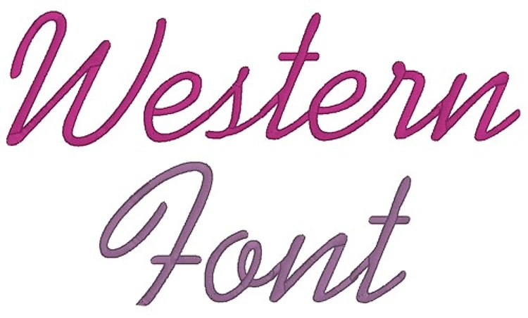Western Font Embroidery Font - Flowing Script Style - PES, DST & 9 formats