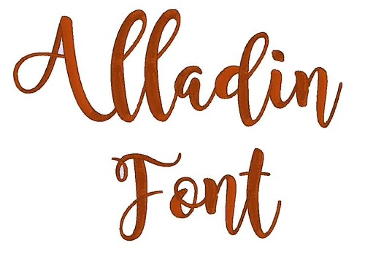 Alladin Font Embroidery Font - Elegant Handwriting Style - Home Format - PES, DST & 8 formats