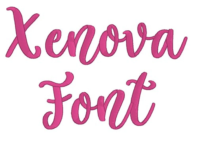 Xenova Font Embroidery Font - Flowing Cursive Script - Home Format - PES, DST & 8 formats