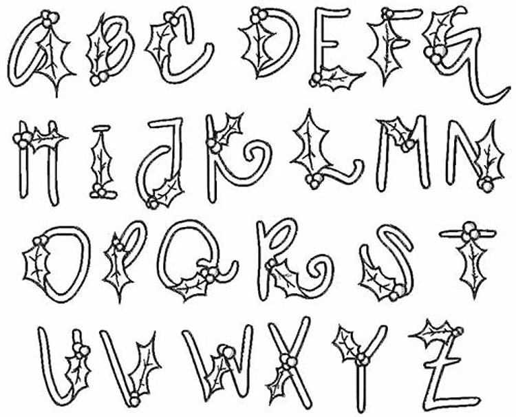 Holly Berry Outline Embroidery Font - Decorative Outline Style - Home Format - PES, DST & 11 formats