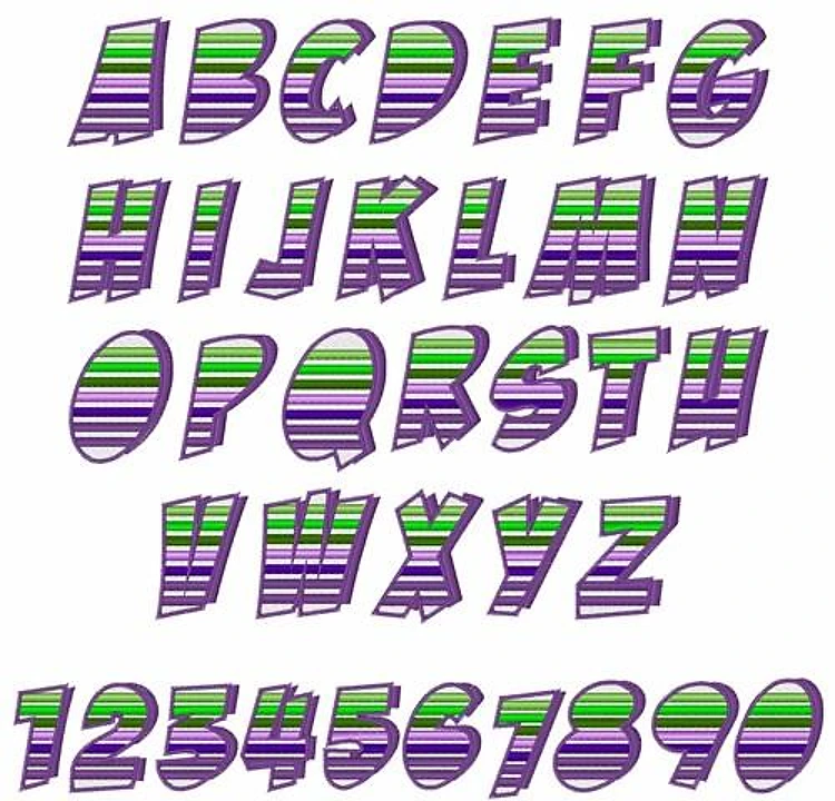 Stripe 3D Embroidery Font - Decorative 3D Lettering - Home Format - PES, DST & 11 formats