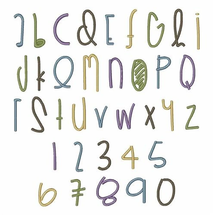 Short Quarky Font Embroidery Font - Quirky Script Handwriting - PES, DST & 11 formats