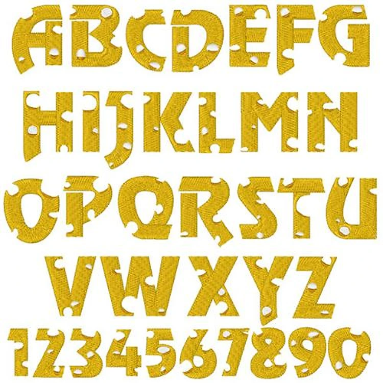 Swiss Cheese Embrilliance Embroidery Font - Decorative Style with Whimsical Holes - BX font