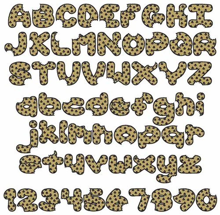 Chocolate Chip Embrilliance Embroidery Font - Playful Decorative Outline Lettering - BX font
