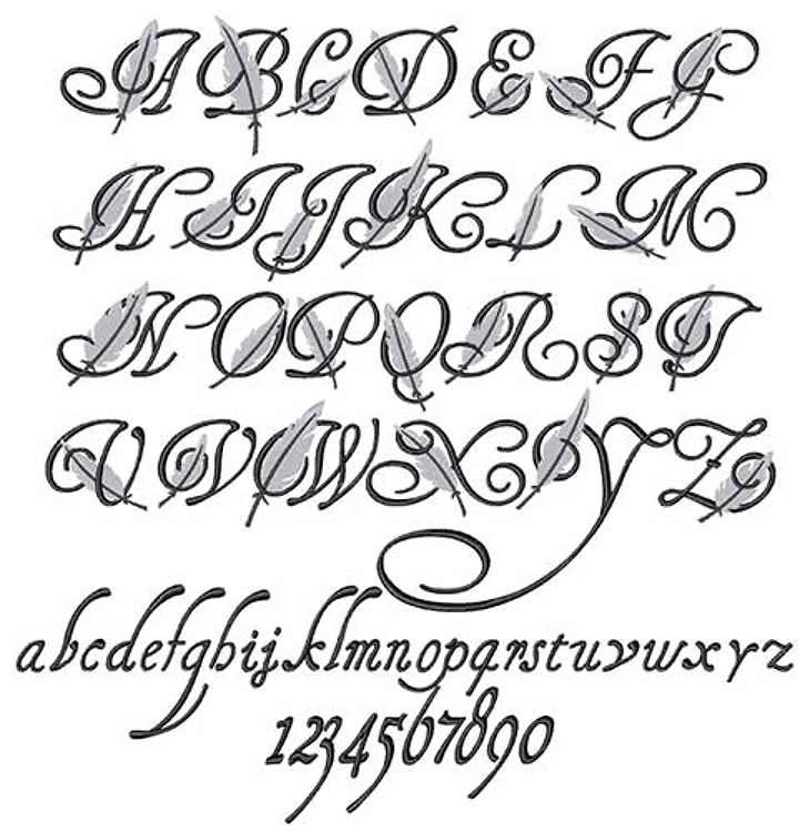 Feather Embrilliance Embroidery Font - Elegant Script Lettering - BX font