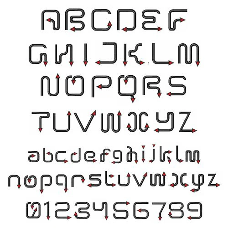 Which Way Embrilliance Embroidery Font - Decorative Outline Letters - BX font