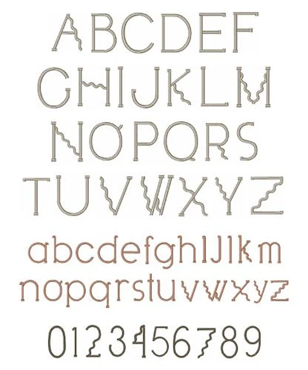 Wavy Embrilliance Embroidery Font - Decorative Outline Style - BX font