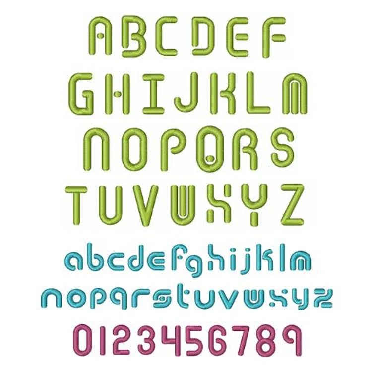 Techno Overload Embrilliance Embroidery Font - Bold Outline Style - BX font