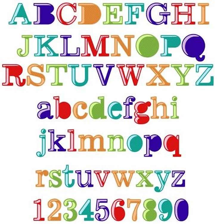 Blocked Out Embrilliance Embroidery Font - Playful Colorful Decorative Letters - BX font