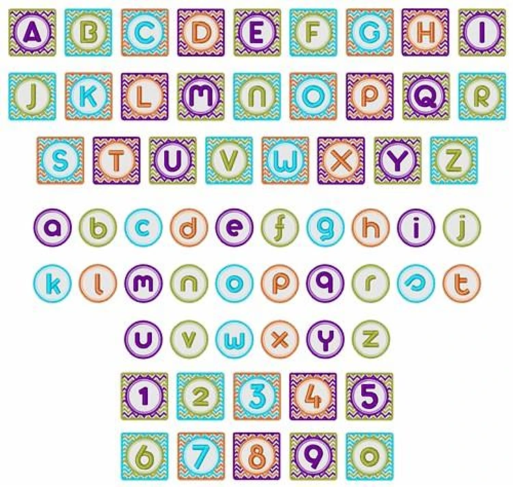 Chevron Embrilliance Embroidery Font - Decorative Style Alphabet - BX font
