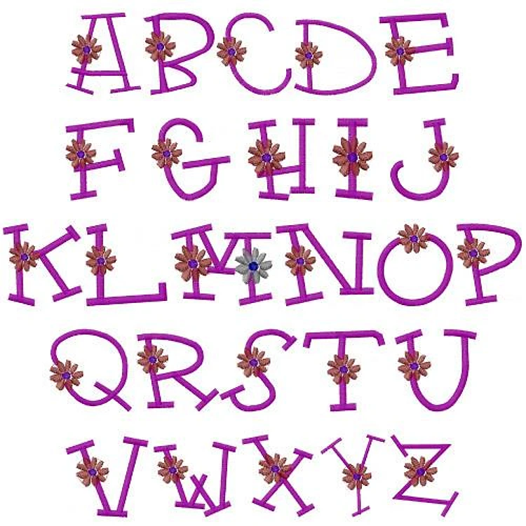 Daisy Embrilliance Embroidery Font - Decorative Floral Lettering - BX font