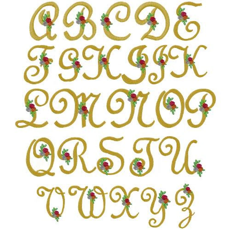 French Floral Embrilliance Embroidery Font - Elegant Script Decorative - BX font