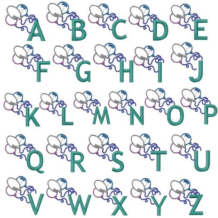 Happy Balloon Embrilliance Embroidery Font - Colorful Playful Lettering - BX font