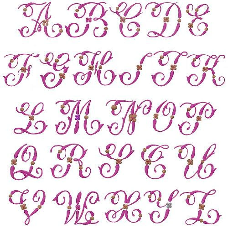 Floral Pleasure Embrilliance Embroidery Font - Decorative Script Style - BX font