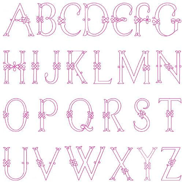 Outline delight Embrilliance Embroidery Font - Decorative Outline Style - BX font