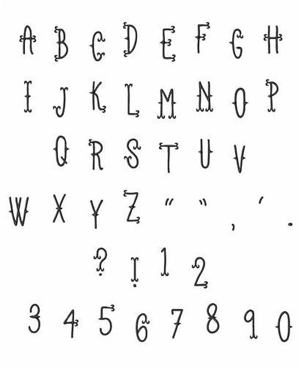 Wrought Iron Embrilliance Embroidery Font - Decorative Playful Letters - BX font